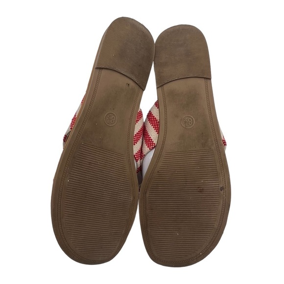 a new day Red Cream Striped Slip On Bow Sandals Size 8 1/2 Women’s - Picture 10 of 10